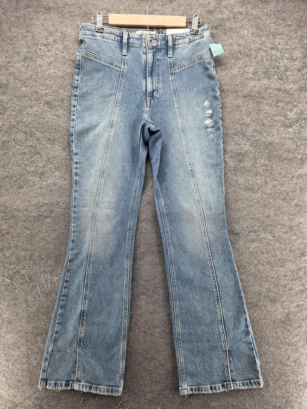 Maurices Jeans Womens 10 Blue Flared High Rise Stretch Comfort 32 Inseam